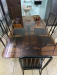 5 seat iron rod glass dining table